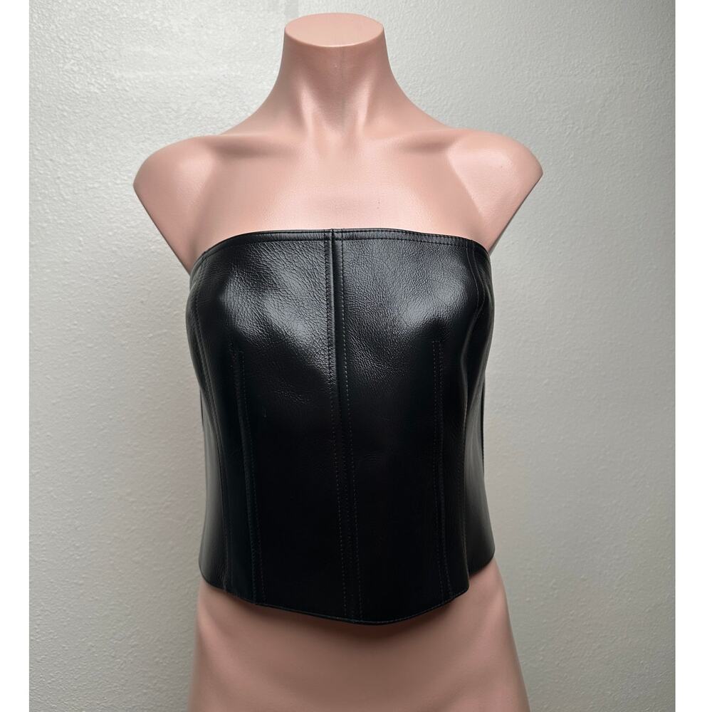 Alexander McQueen Corset Top Black Women's US 14 Leather
